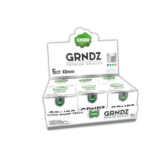 Endo Premium Metal Grinder 40mm (6pc Display) - Assorted Colors