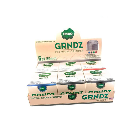 Endo Premium Metal Grinder 50mm (6pc Display) Assorted Colors