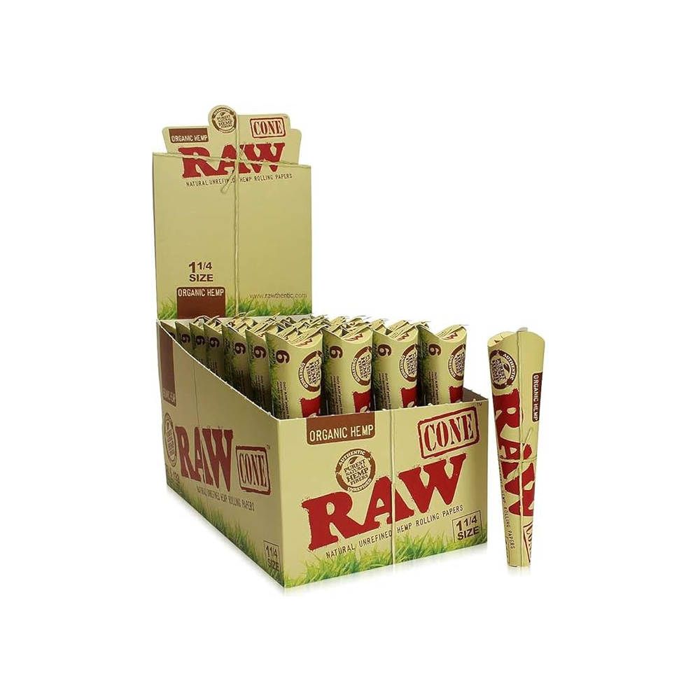Raw Organic Hemp Cones 1¼” 6-Sheet Booklet (24-Booklet Display)