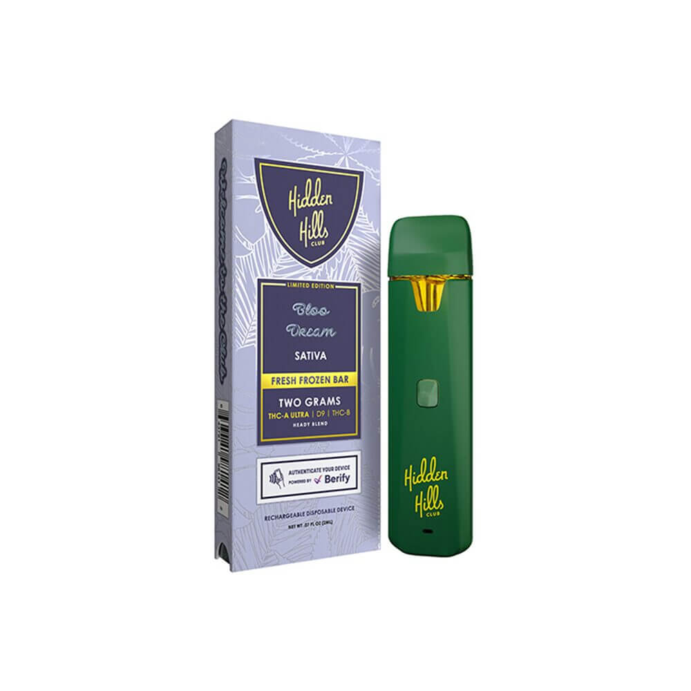 Hidden Hills Heady Blend THCAU + D9 + THCP Fresh Frozen Disposable (2g) | Bloo Dream with Packaging