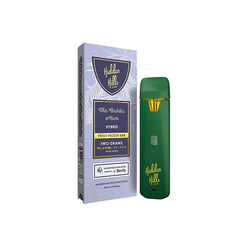 Hidden Hills Heady Blend THCAU + D9 + THCP Fresh Frozen Disposable (2g) | The Bubba Man with Packaging