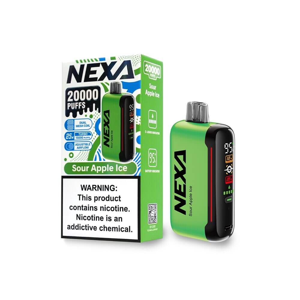 NEXA N20000 Disposable | 20000 Puffs | 20mL | 50mg | MOQ 5 | Sour Apple Ice with Packaging