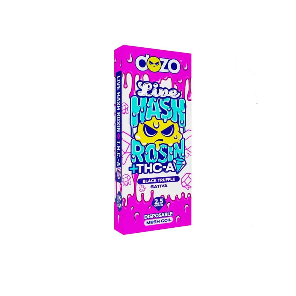 Dozo Live Hash Rosin Diamond THC-A Disposable (2.5g) | Black Truffle with Packaging