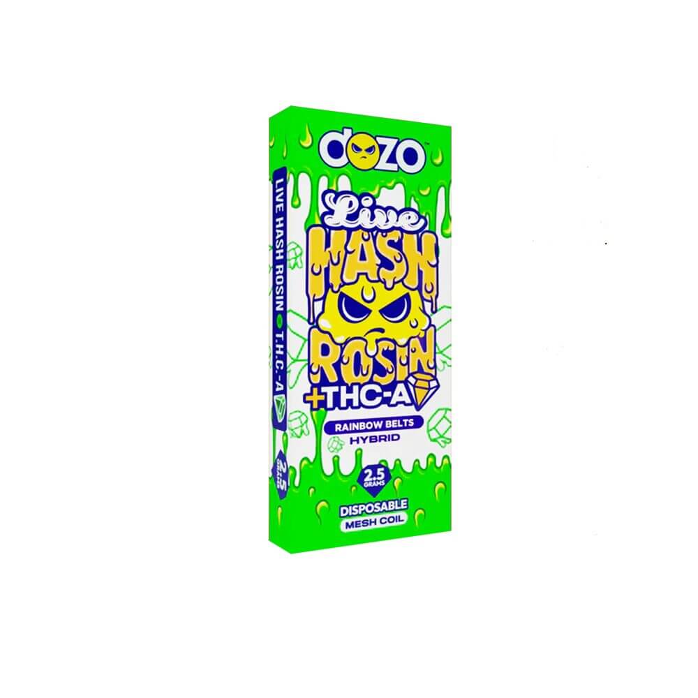 Dozo Live Hash Rosin Diamond THC-A Disposable (2.5g) | Rainbow Belts with Packaging