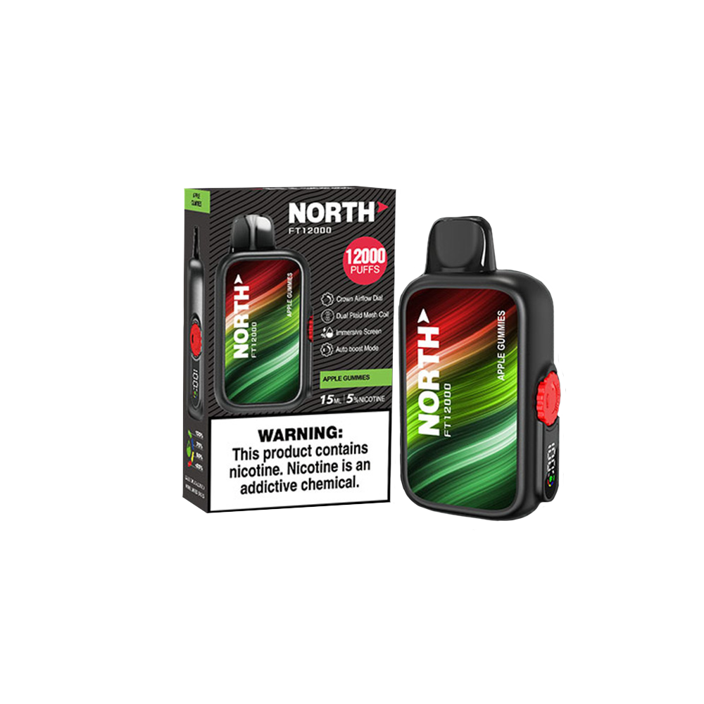 North FT12000 Disposable | 12000 Puffs | 15mL | 50mg | MOQ 5 | Apple Gummies with packaging