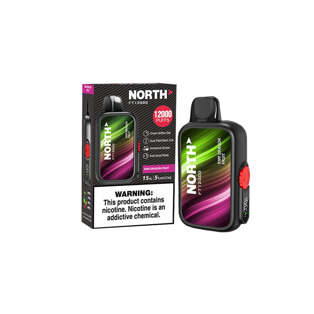 North FT12000 Disposable | 12000 Puffs | 15mL | 50mg | MOQ 5 | Kiwi Dragon Fruit with packaging