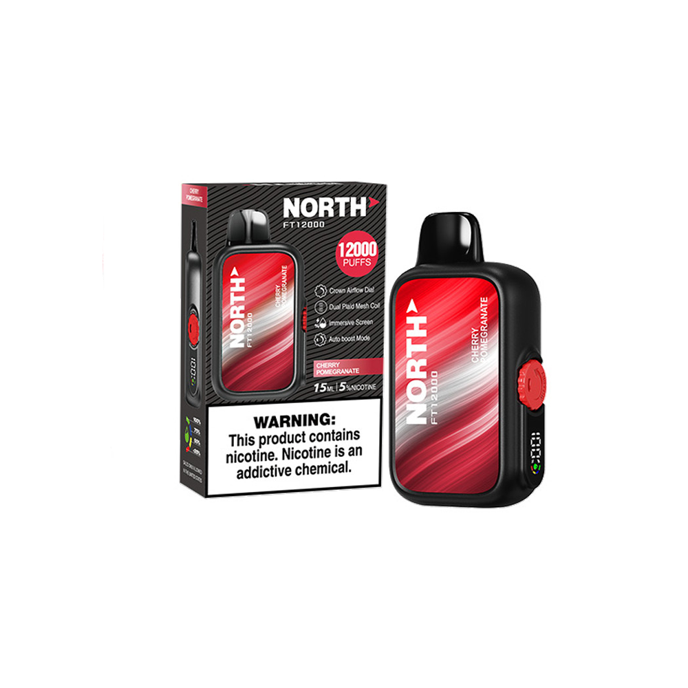 North FT12000 Disposable | 12000 Puffs | 15mL | 50mg | MOQ 5 | Cherry Pomegranate with packaging