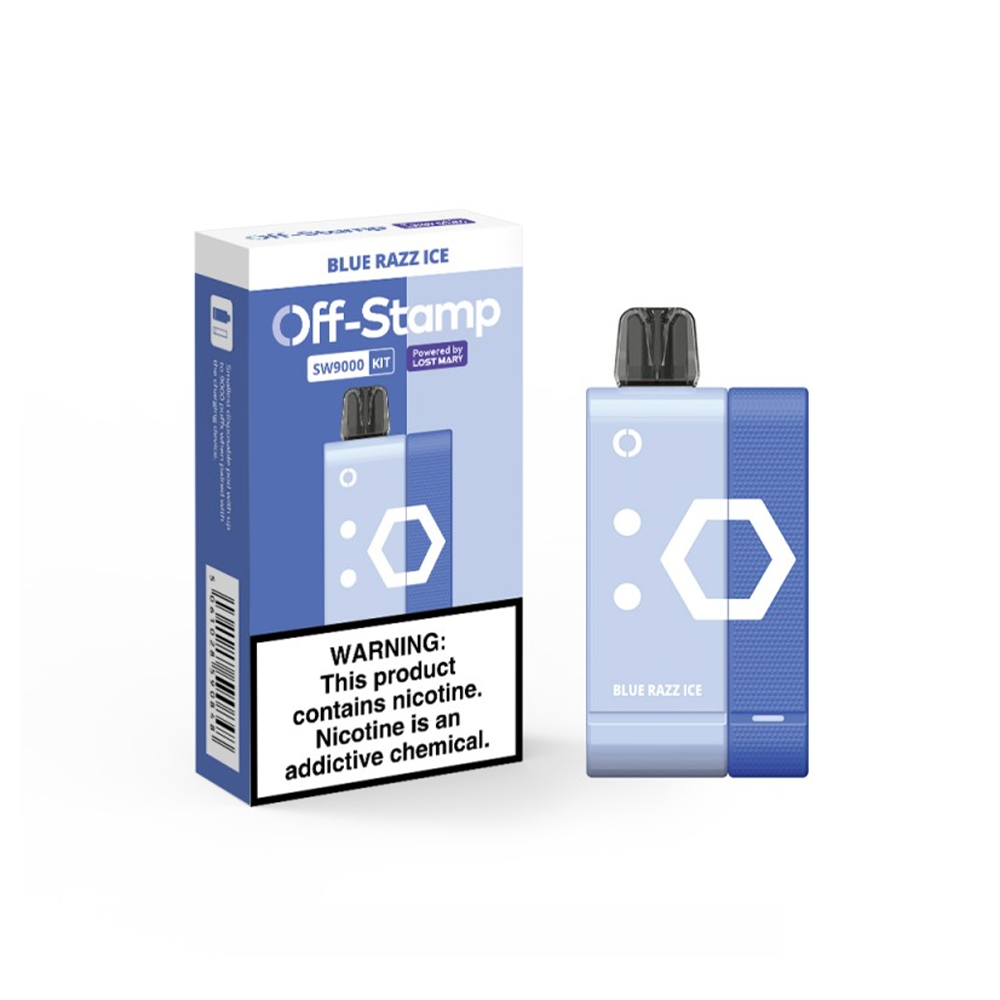 Off Stamp Disposable Kit | 9000 Puffs | 13mL | 50mg | (Disposable + Power Dock) | MOQ 5 | Blue Razz Ice with Packaging 