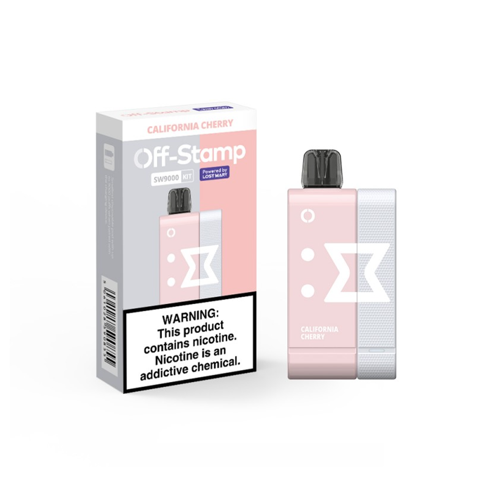 Off Stamp Disposable Kit | 9000 Puffs | 13mL | 50mg | (Disposable + Power Dock) | MOQ 5 | California Cherry with Packaging 