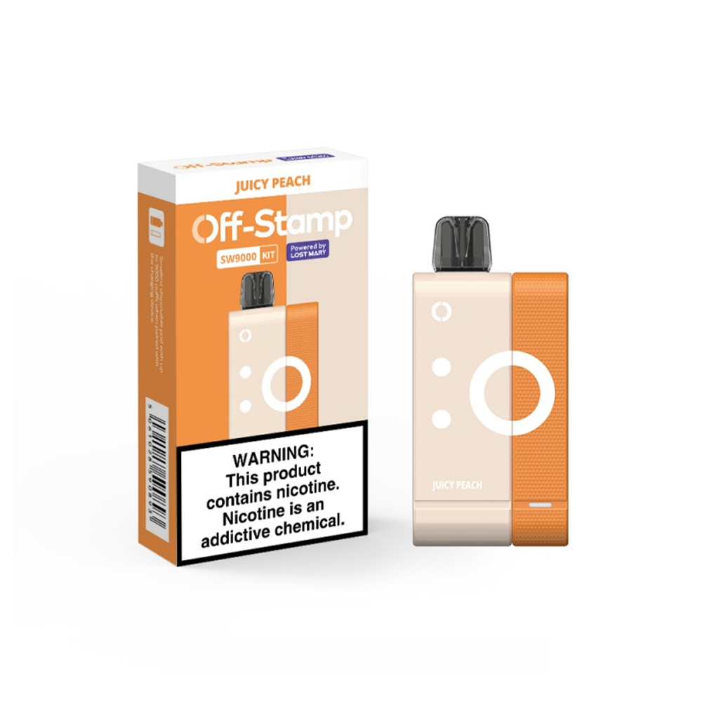 Off Stamp Disposable Kit | 9000 Puffs | 13mL | 50mg | (Disposable + Power Dock) | MOQ 5 | Juicy Peach with Packaging 