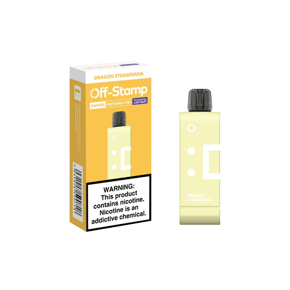 Off Stamp Pod Disposable | 9000 Puffs | 13mL | 50mg | (Pod Disposable Only) | MOQ 10 | Dragon Strawnanawith Packaging