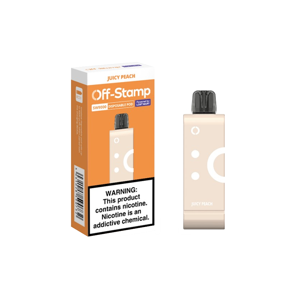 Off Stamp Pod Disposable | 9000 Puffs | 13mL | 50mg | (Pod Disposable Only) | MOQ 10 | Juicy Peach with Packaging