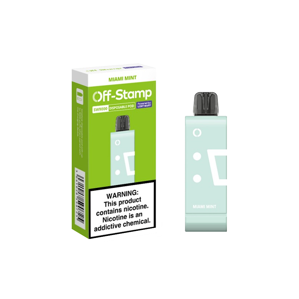 Off Stamp Pod Disposable | 9000 Puffs | 13mL | 50mg | (Pod Disposable Only) | MOQ 10 | Miami Mint with Packaging