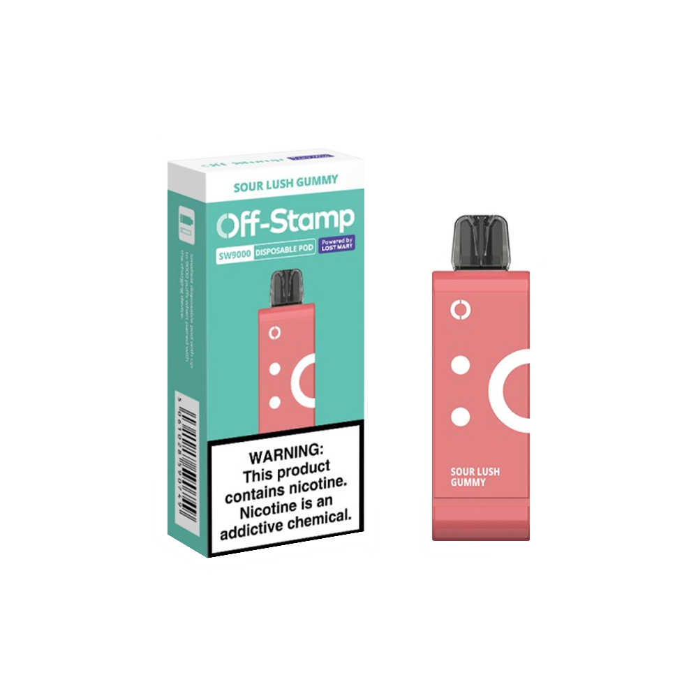 Off Stamp Pod Disposable | 9000 Puffs | 13mL | 50mg | (Pod Disposable Only) | MOQ 10 | Sour Lush Gummy with Packaging