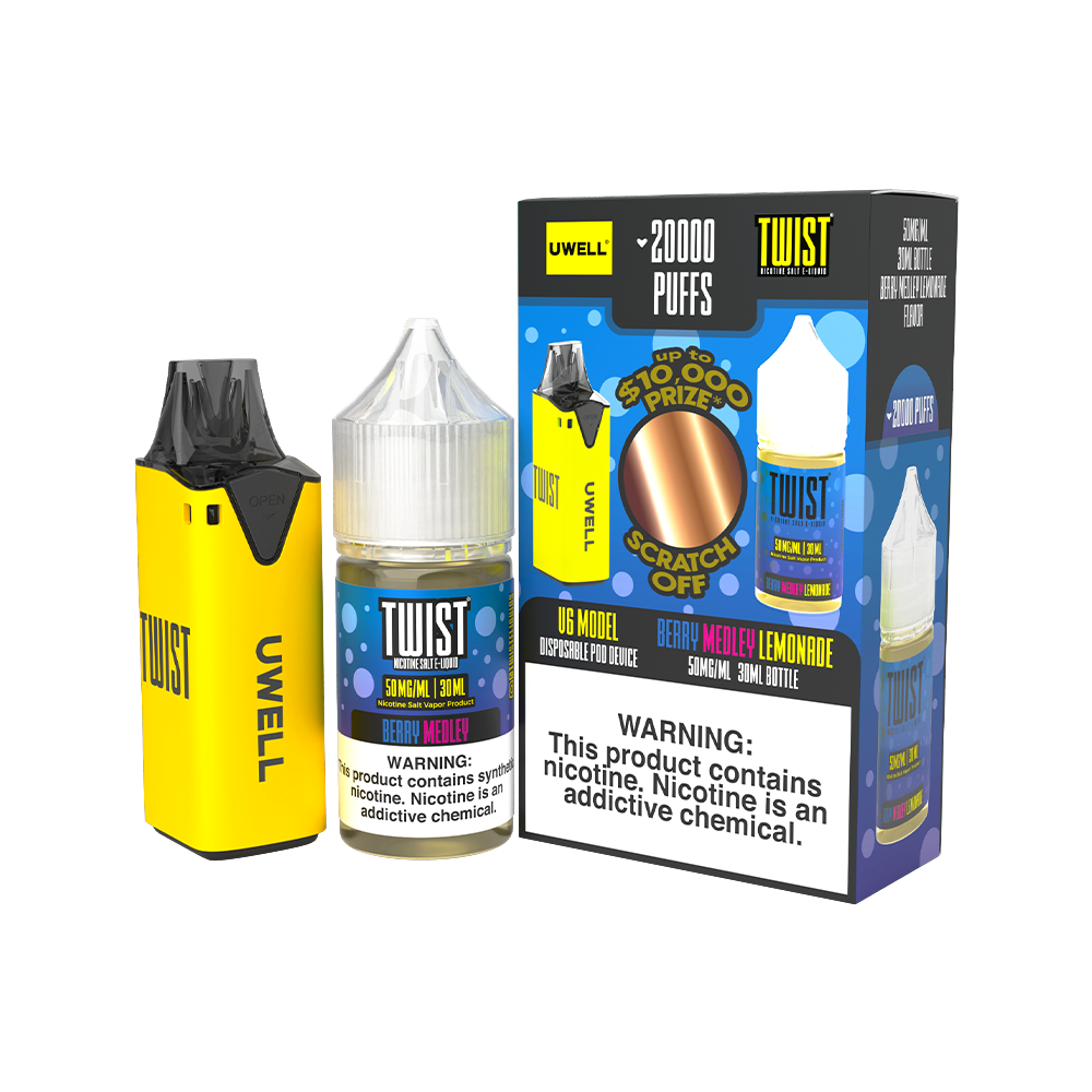 Collab Bundle – Uwell V6 Disposable Device + Daddy’s Vapor 30mL Juice | Color: Yellow Flavor: Berry Medley Lemonade