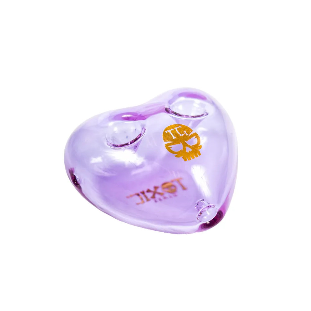 MKGlass TXH19 Toxic Double Bowl Heart Glass Hand-Pipe - Purple