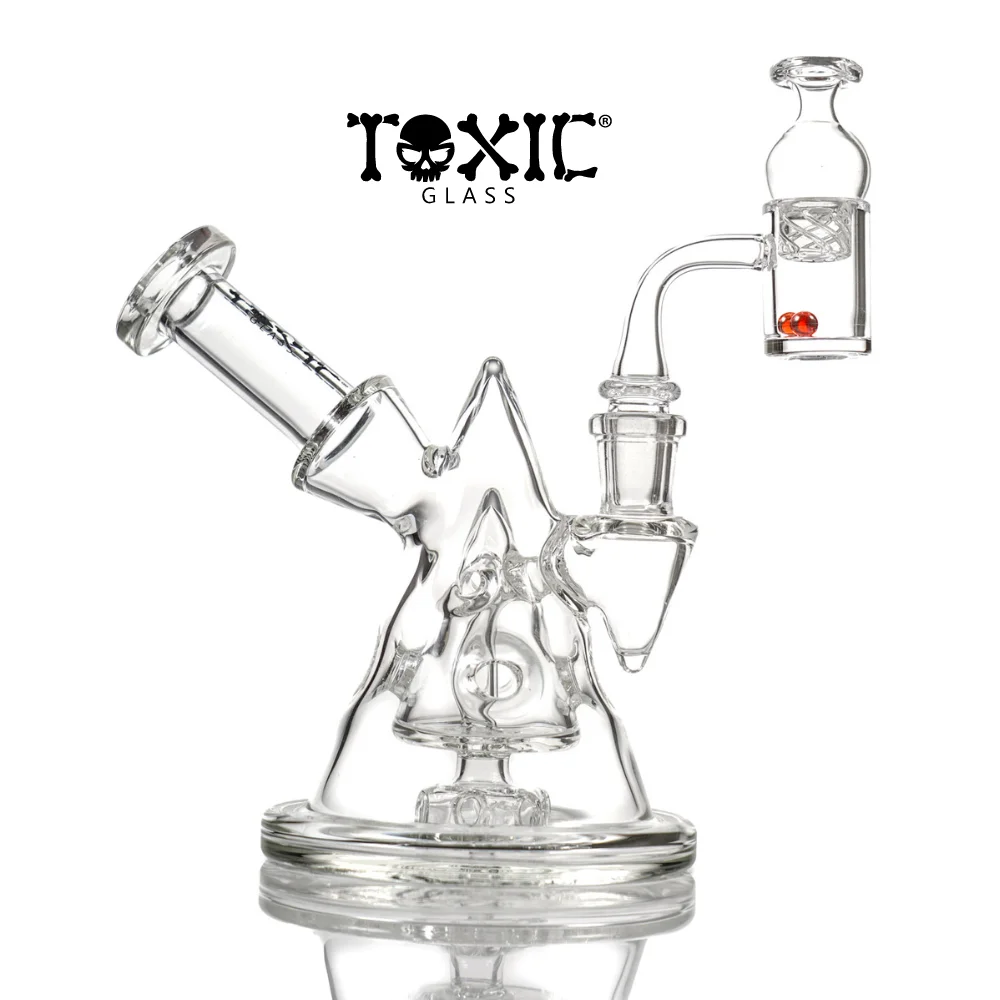 MKGlass TX71 Toxic Fabb Egg Pyramid Sidecar Glass Water Pipe Clear