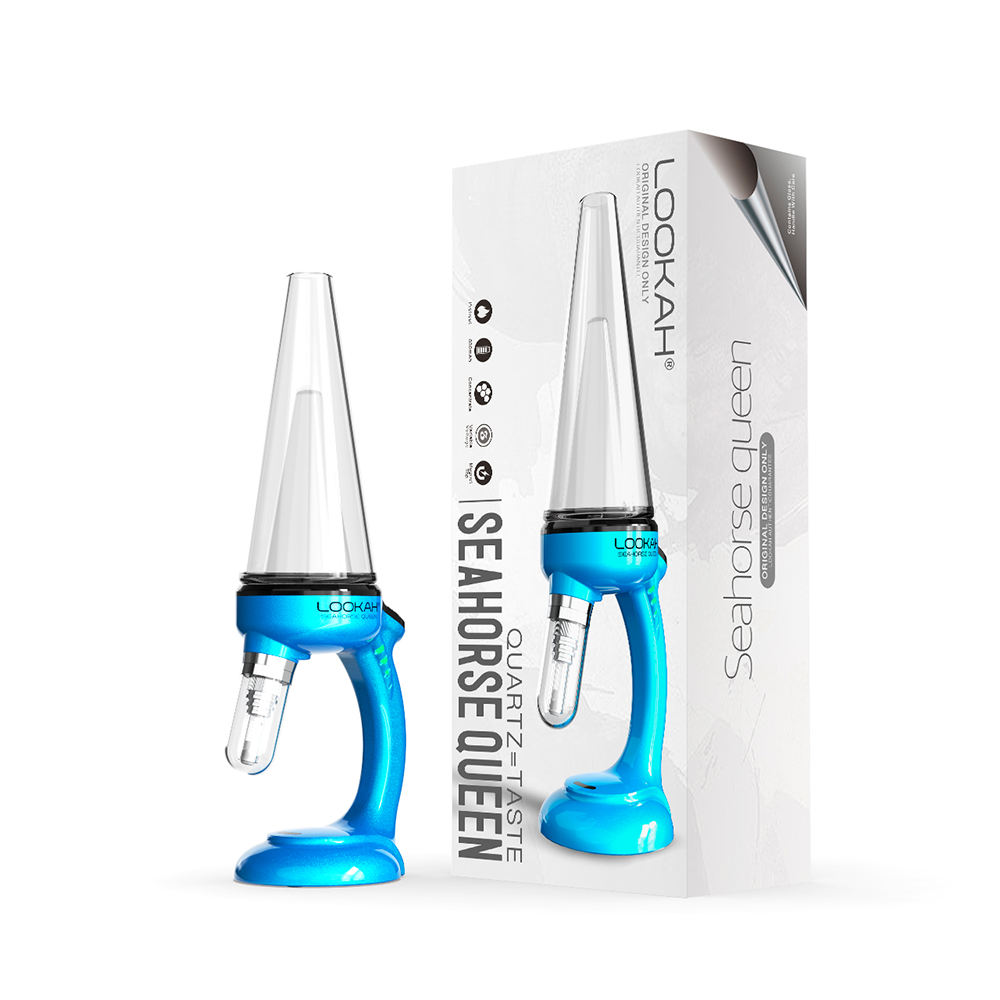 Lookah Seahorse Queen E-Dab Rig Blue with Packaging