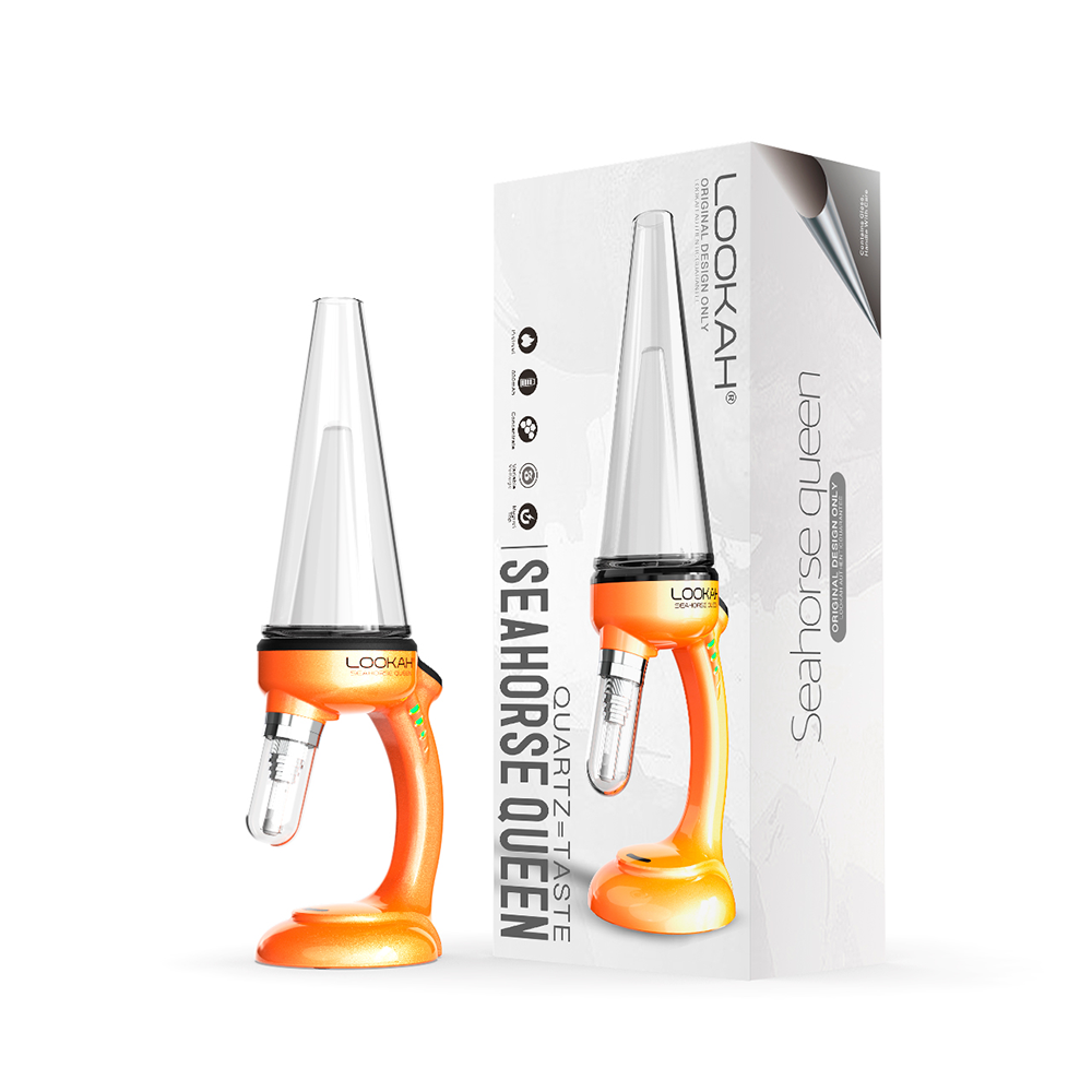 Lookah Seahorse Queen E-Dab Rig Orange with Packaging