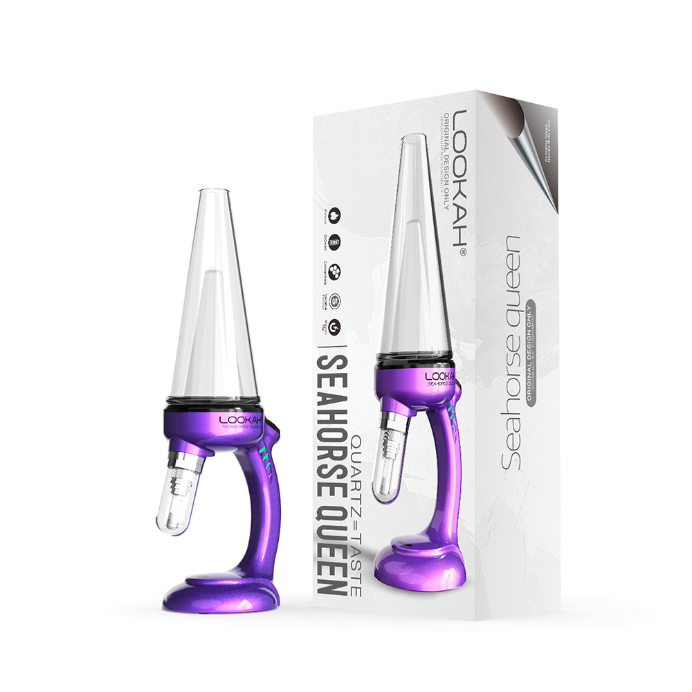 Lookah Seahorse Queen E-Dab Rig Purple with Packaging