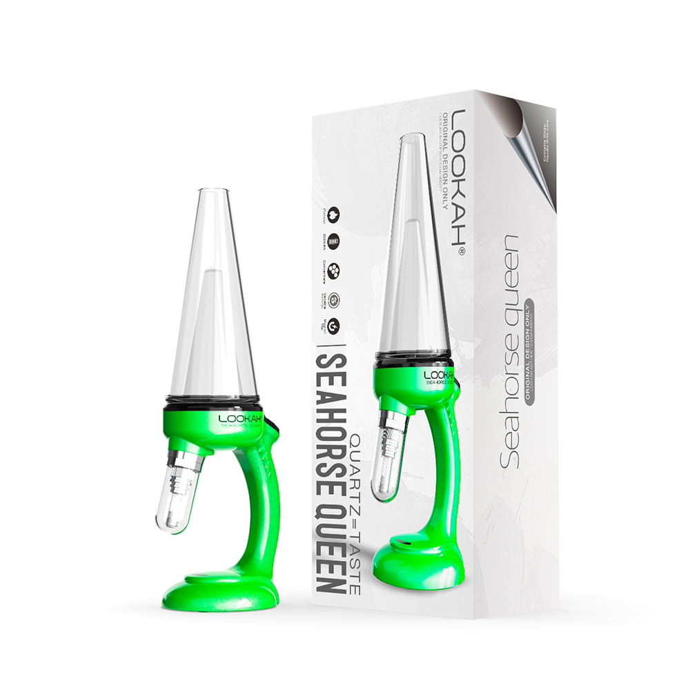 Lookah Seahorse Queen E-Dab Rig Green with Packaging