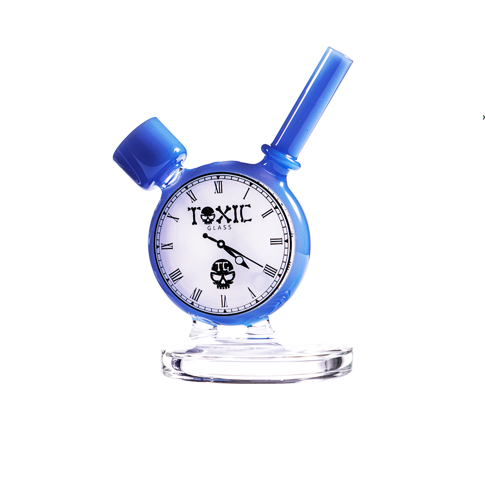 MKGlass TX43 Toxic 420 Clock Bubbler  Dark Blue