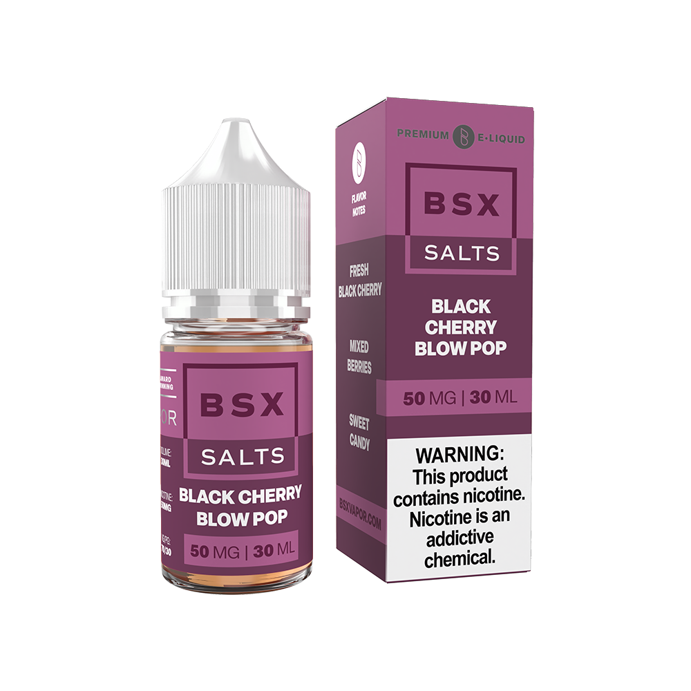 GLAS BSX TFN Salt Series E-Liquid | 50mg | 30mL | (Salt Nic) | Black Cherry Blow Pop with packaging