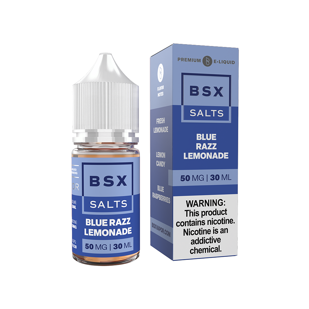 GLAS BSX TFN Salt Series E-Liquid | 50mg | 30mL | (Salt Nic) | Blue Razz Lemonade with packaging