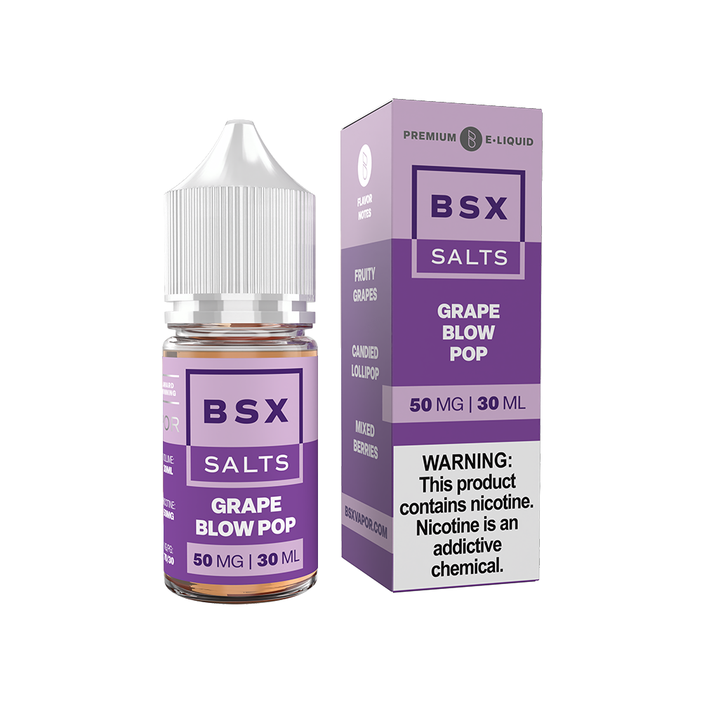 GLAS BSX TFN Salt Series E-Liquid | 50mg | 30mL | (Salt Nic) | Grape Blow Pop with packaging
