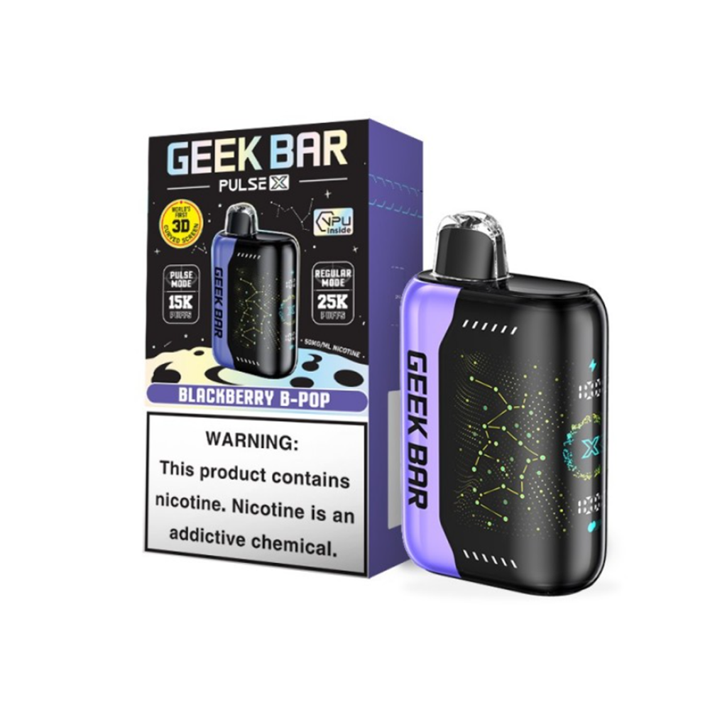 Geek Bar Pulse X Disposable | 25000 Puffs | 18mL | 50mg | MOQ 5 | Blackberry B Pop with packaging