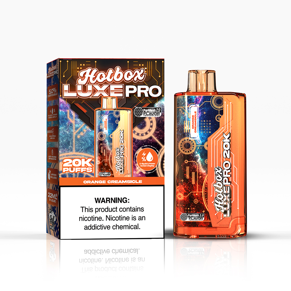 Puff Labs Hotbox Luxe Pro Disposable | 20000 Puffs | 22mL | 50mg | MOQ 5 | Orange Creamsicle with Packaging