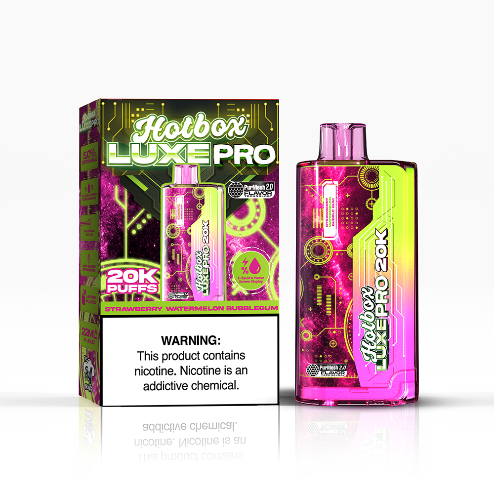 Puff Labs Hotbox Luxe Pro Disposable | 20000 Puffs | 22mL | 50mg | MOQ 5 | Strawberry Watermelon Bubblegum with Packaging
