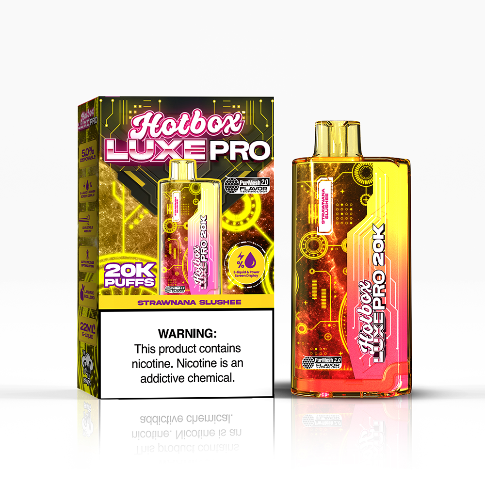 Puff Labs Hotbox Luxe Pro Disposable | 20000 Puffs | 22mL | 50mg | MOQ 5 | Strawnana Slushee with Packaging