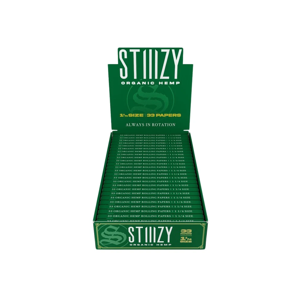 STIIIZY Premium Rolling Papers 1 1/4″ 33-Sheet Booklet (25pc Display) | Organic Hemp Unflovored (SAS)