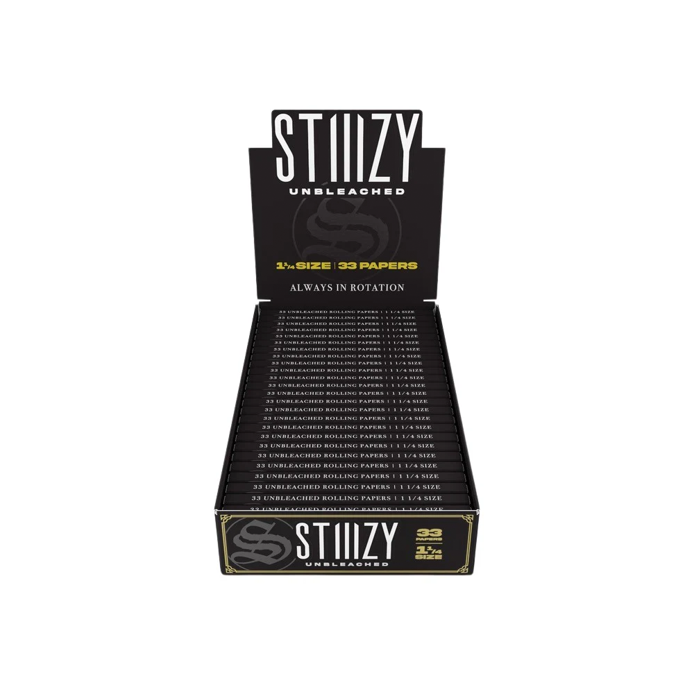 STIIIZY Premium Rolling Papers 1 1/4″ 33-Sheet Booklet (25pc Display) | Unbleached Unflovored (SAS)