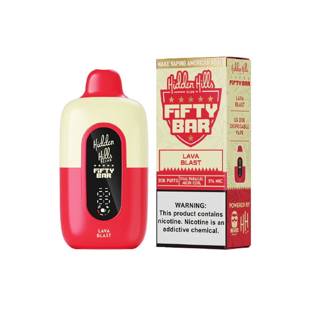Fifty Bar 20K Hidden Hills Disposable | 20000 Puffs | 18mL | 50mg | MOQ 5 | Lava Blast with packaging