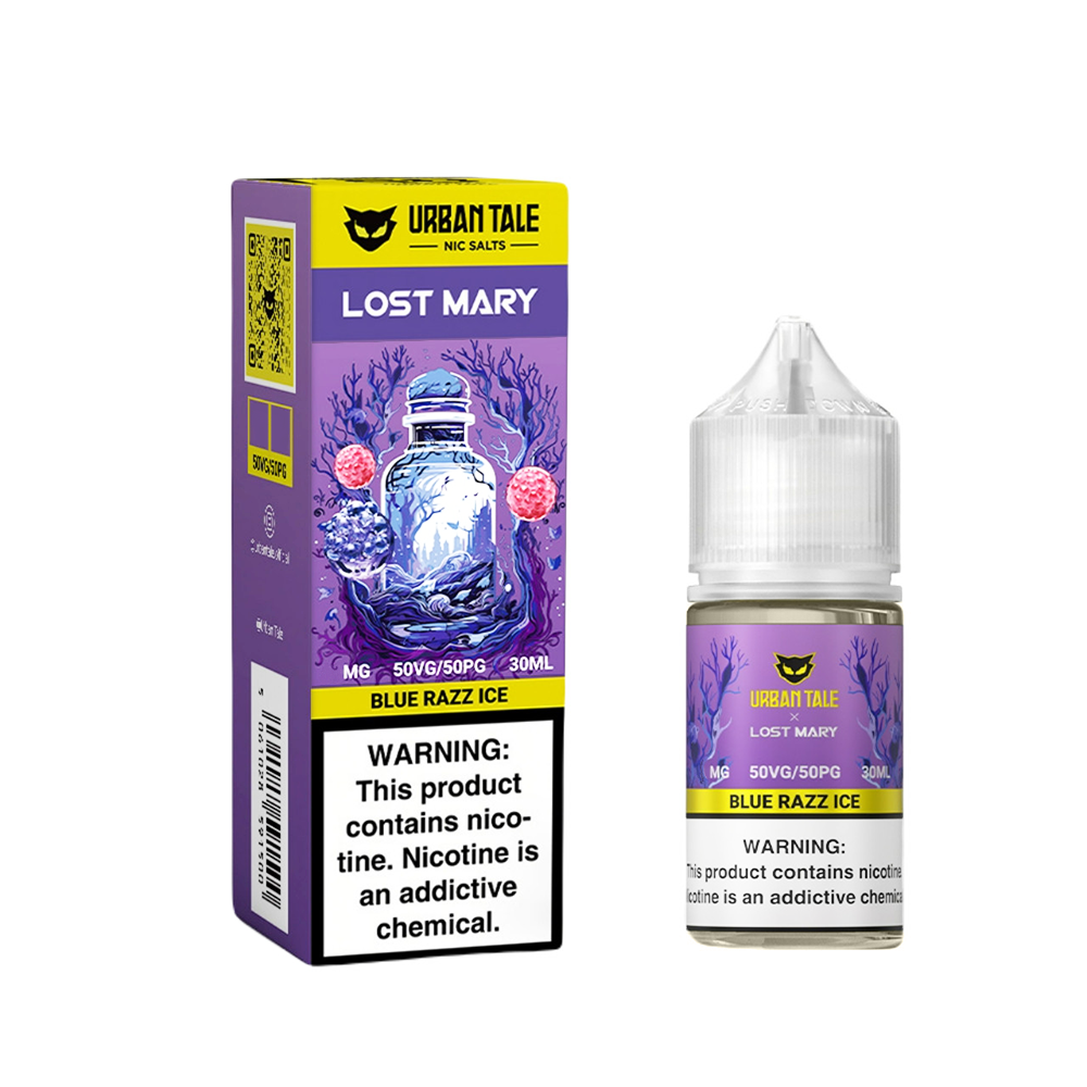 Urban Tale Lost Mary Salt Series E-Liquid 30mL (Salt Nic)-Blue Razz Ice with packaging