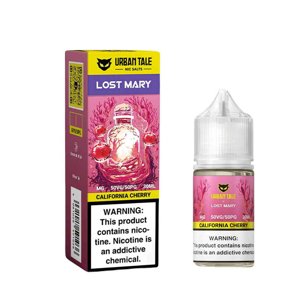 Urban Tale Lost Mary Salt Series E-Liquid 30mL (Salt Nic)-California Cherry with packaging