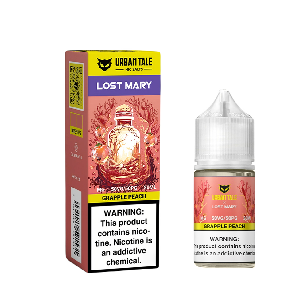 Urban Tale Lost Mary Salt Series E-Liquid 30mL (Salt Nic)-Grapple Peach with packaging