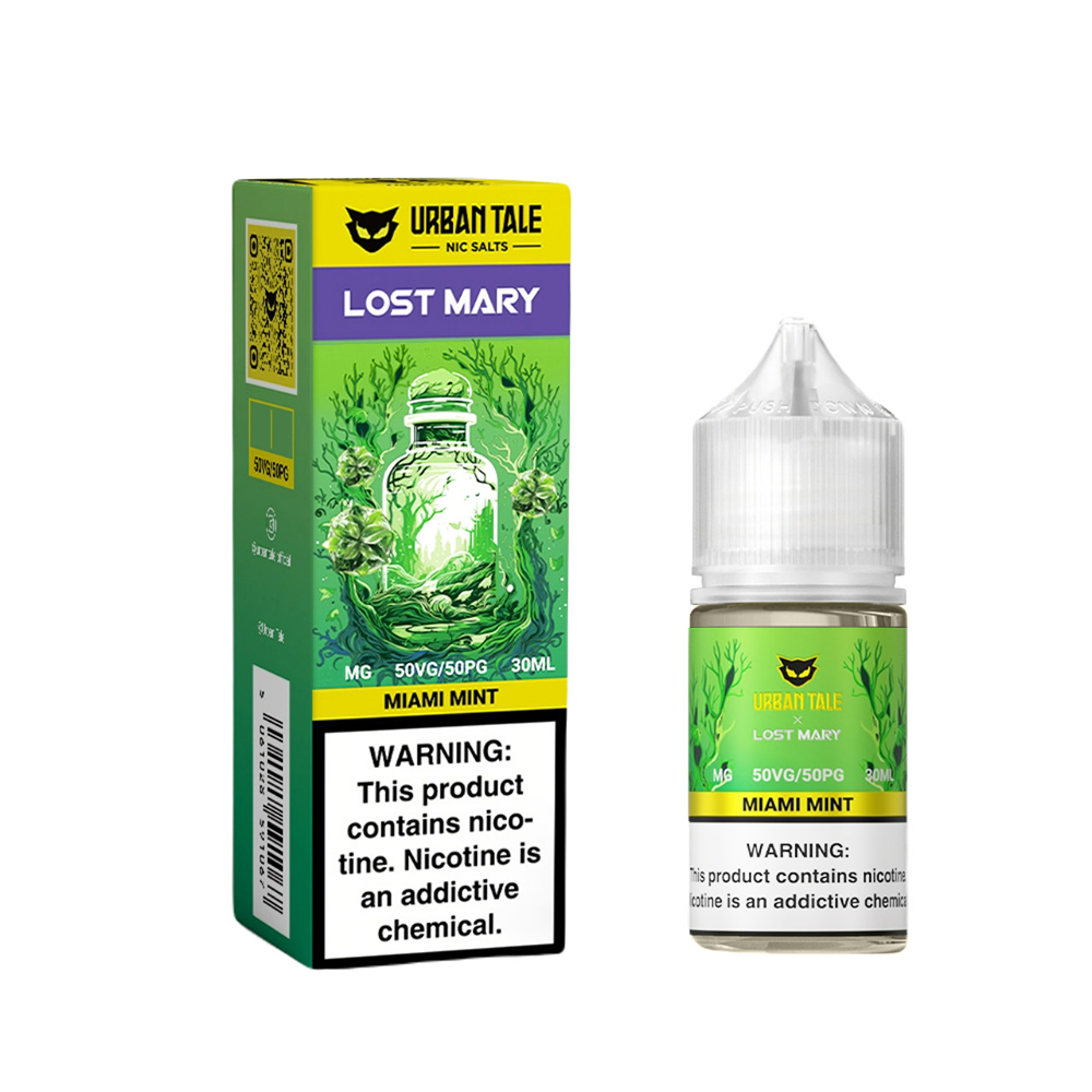 Urban Tale Lost Mary Salt Series E-Liquid 30mL (Salt Nic)-Miami Mint with packaging