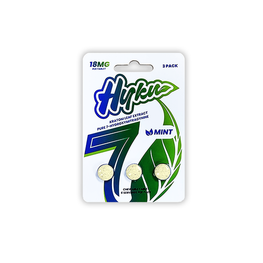 Hyku Kratom Leaf Extract Pure 7-Hydroxymitragynine Tablet 3-Pack (30pc Box)