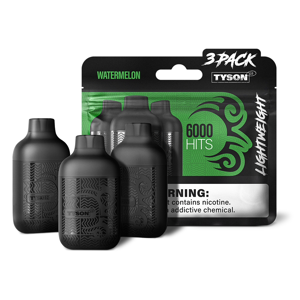 Tyson 2.0 Lightweight Disposable | 6000 Puffs | 50mg | (12mL 3-Pack) | MOQ 10 | Watermelon with packaging