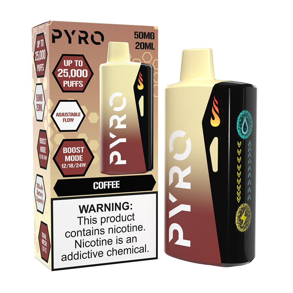 Pyro Boost Disposable | 25000 Puffs | 20mL | 50mg | MOQ 5 | Coffee with packaging