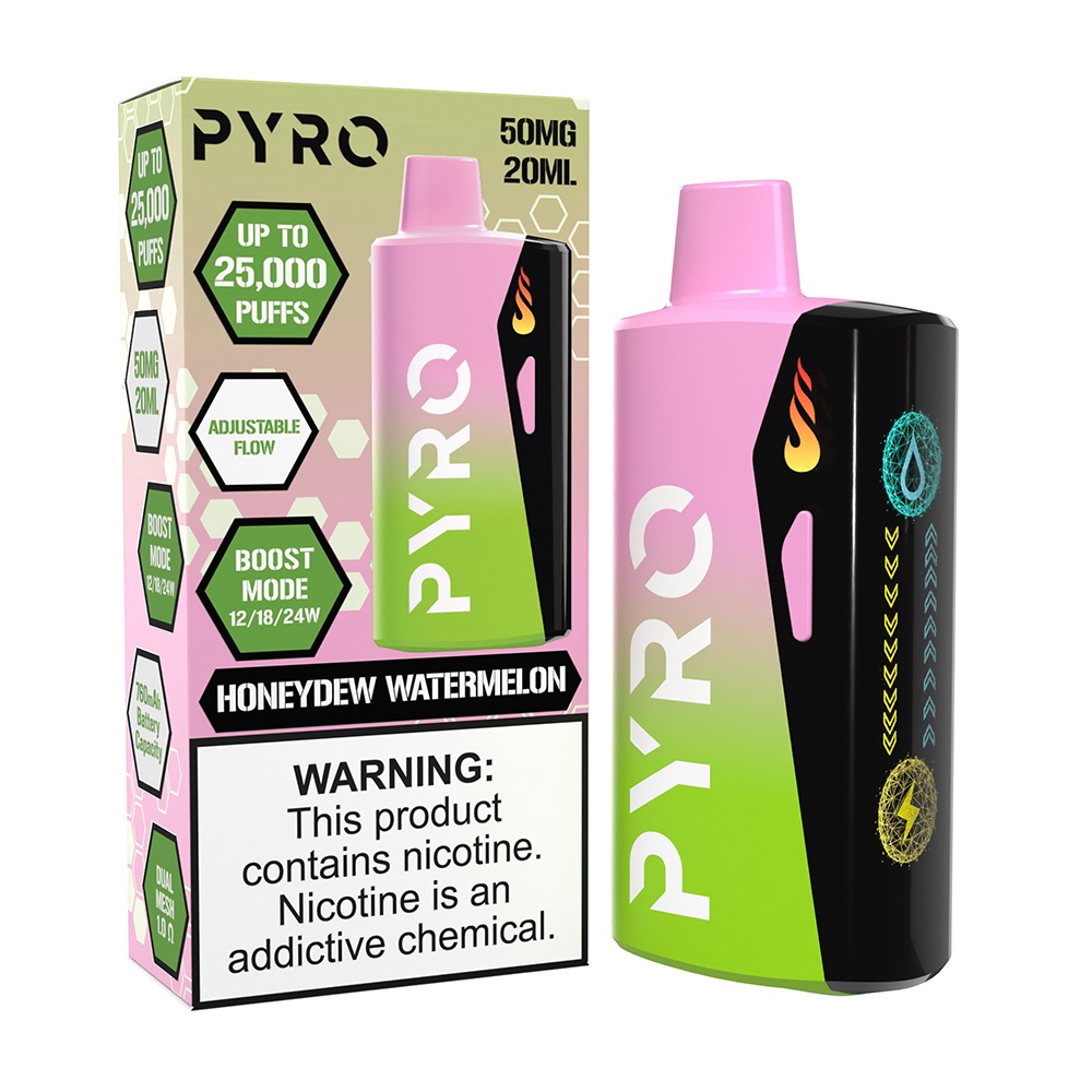 Pyro Boost Disposable | 25000 Puffs | 20mL | 50mg | MOQ 5 | Honeydew Watermelon with packaging