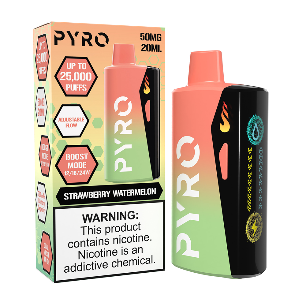Pyro Boost Disposable | 25000 Puffs | 20mL | 50mg | MOQ 5 | Straweberry Watermelon with packaging