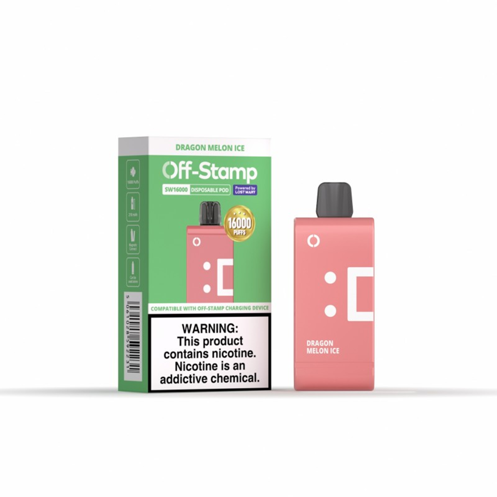 Off Stamp SW16000 Disposable | 16000 Puffs | 17mL | 50mg | (Pod Disposable Only) | MOQ 5 | Dragon Melon Ice with packaging
