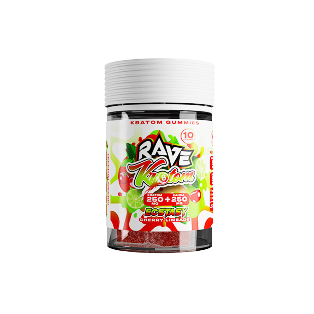 Rave Kratom Gummies (10ct Jar) - Cherry Limeade (Ecstasy)