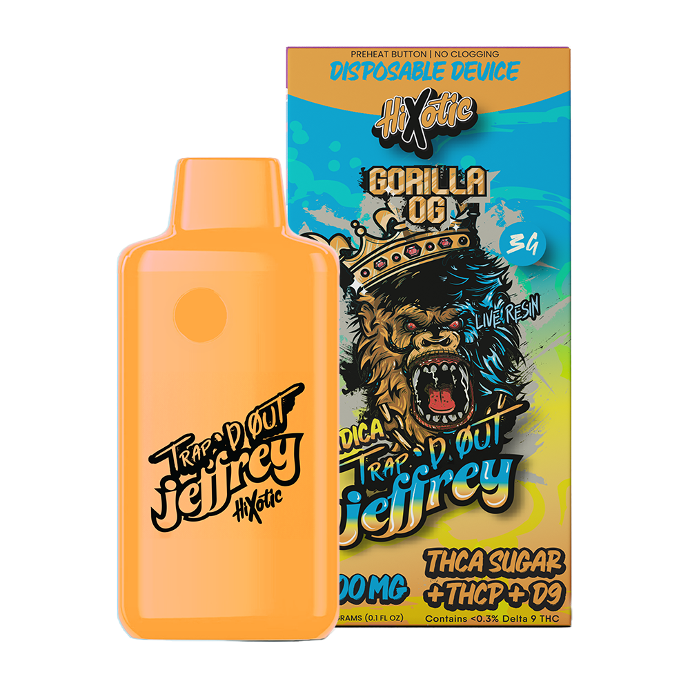 HiXotic TRap’d Out Jeffry Disposable (3g) - Gorilla OG with packaging
