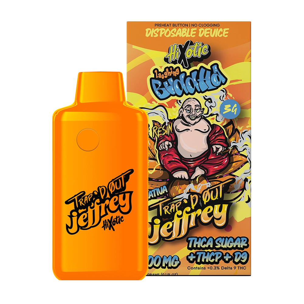 HiXotic TRap’d Out Jeffry Disposable (3g) - Laughing Buddha with packaging