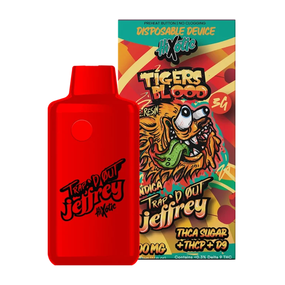 HiXotic TRap’d Out Jeffry Disposable (3g) - Tigers Blood with packaging